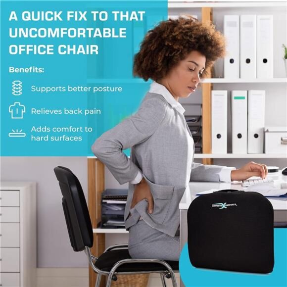 Memory Foam Seat Cushion Office Chair Car Wheelchair Ergonomic Posture Support - Picture 3 of 7